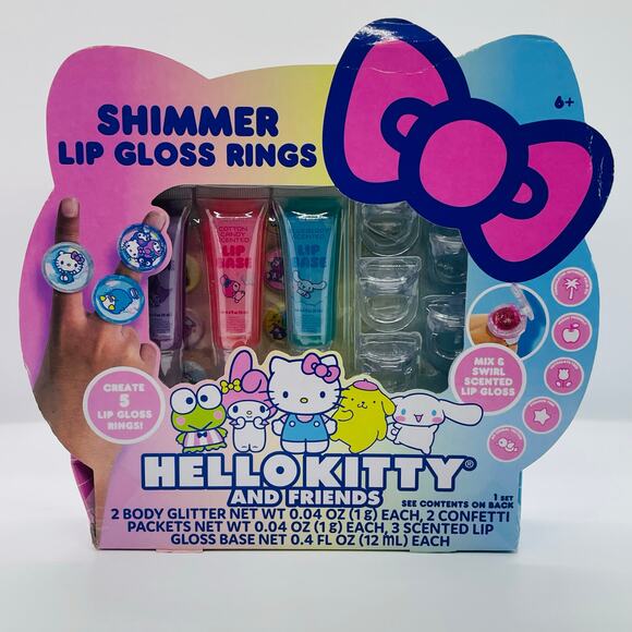 Hello Kitty Other - Hello Kitty & Friends Shimmer Lip Gloss rings- NEW